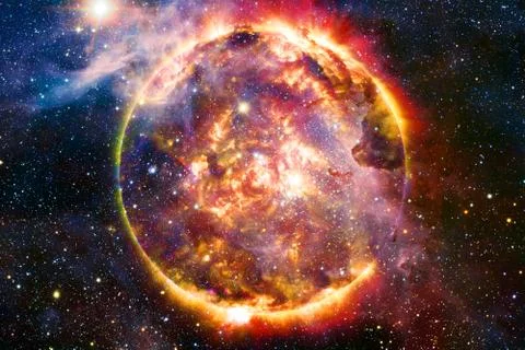 Sun. Solar System. Elements of this image furnished by NASA Foto stock
