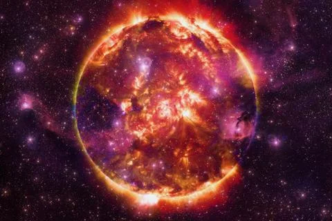 Sun. Solar System. Elements of this image furnished by NASA Foto stock