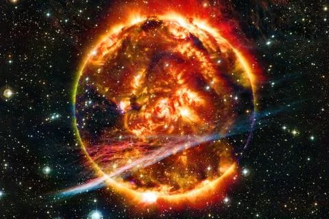 Sun. Solar System. Elements of this image furnished by NASA Foto stock