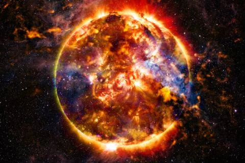 Sun. Solar System. Elements of this image furnished by NASA Foto stock