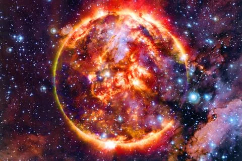 Sun. Solar System. Elements of this image furnished by NASA Foto stock