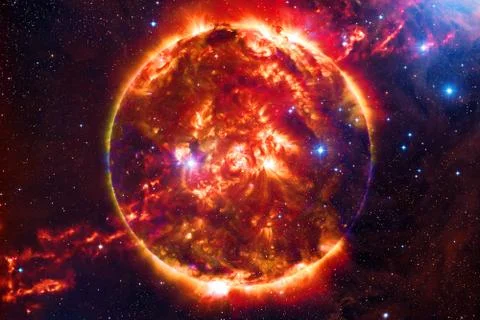 Sun. Solar System. Elements of this image furnished by NASA Foto stock