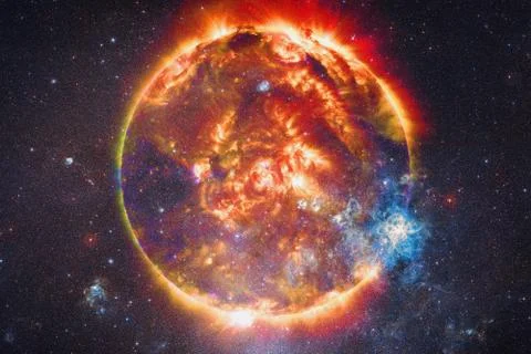 Sun. Solar System. Elements of this image furnished by NASA Foto stock