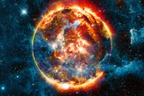 Sun. Solar System. Elements of this image furnished by NASA Foto stock