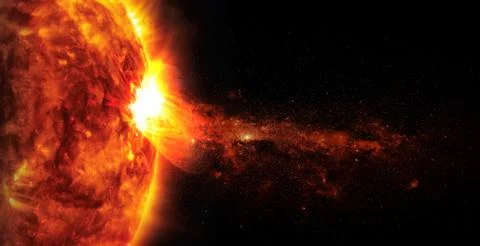 Sun on space background. Elements of this image furnished by NASA. Stock Photos