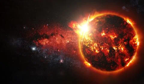 Sun on space background. Elements of this image furnished by NASA. Stock Photos