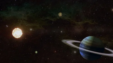Sun In Space With Planets Orbiting Stock Footage 83681720