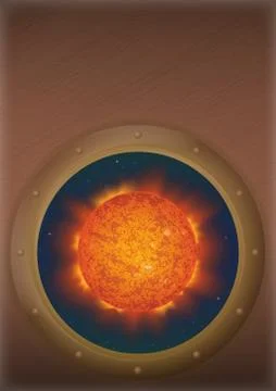Sun in space window Stock Illustration