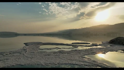 Sun Sparkles on the Dead Sea (Sunset) Stock Footage 270181235