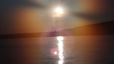 Sun Sparkles Over The River. Romantic scene. Video stock 40690100