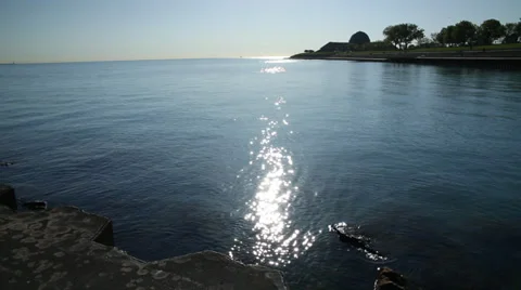 Sun Sparkling in the Lake Stock Footage 30965817