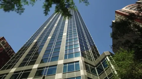 Sun splashed shot of building in midtown Chicago. Stock Footage 70708796