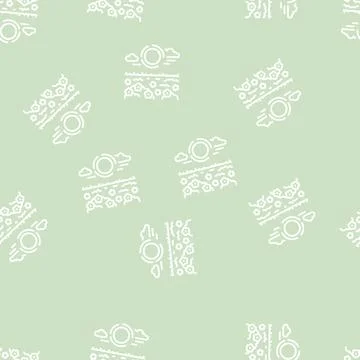 Sun spring line seamless pattern Stock Illustration
