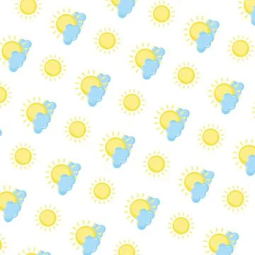 Sun with spring weather and clouds background Ilustración de archivo