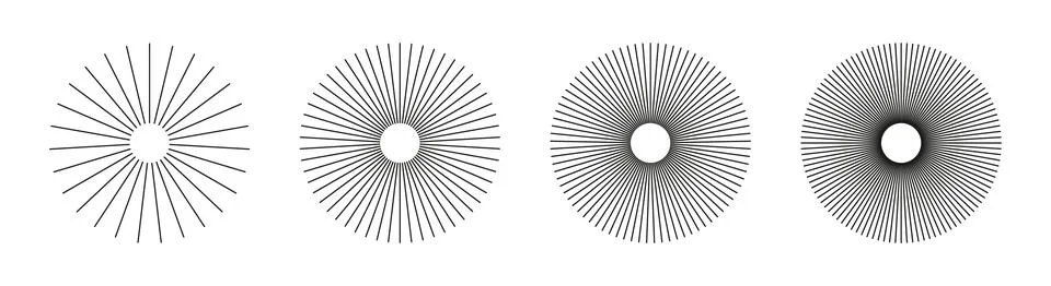Sun star burst, rays. Circulars lines beams. Circle radial radiation lines Stock Illustration