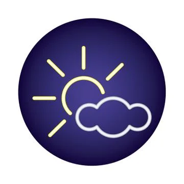 Sun star with cloud neon light style icon Stock Illustration