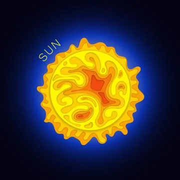 Sun. Star in paper cut style. Vector Stock Illustration