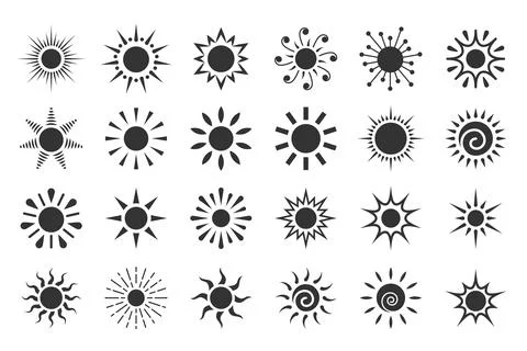 Sun star solar circle sunshine weather icon set Stock Illustration