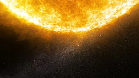 Sun star solar eruption bottom view - sci-fi cosmic scene Stock Footage 166809157