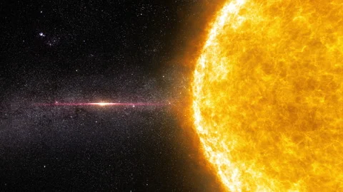 Sun star solar eruption side view sci-fi cosmic scene Stock Footage 166809083
