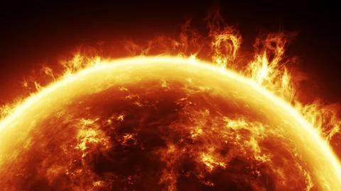 Sun star surface with flares close up 스톡 일러스트