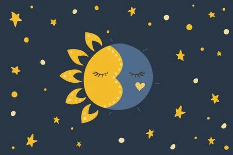 Sun, stars and moon. Stock Illustration
