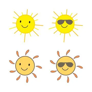 Sun sticker with a round shape and yellow and orange color. Very cute sun wit Stock Illustration