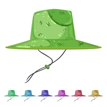 Sun straw hat cartoon vector graphic Stock Illustration