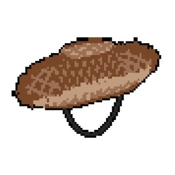 Sun straw hat pixel art vector illustration Stock Illustration