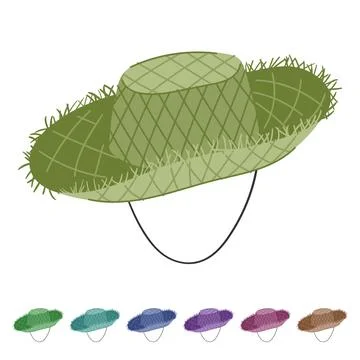 Sun straw hat vector cartoon graphic Stock Illustration