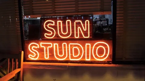 SUN STUDIO MEMPHIS, TENNESSEE - CIRCA 2018: Neon Sign Stock Footage 95732051