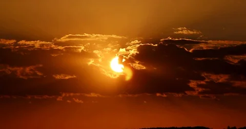 Sun of Summer And Red Sky With Clouds Stock Footage 108865932