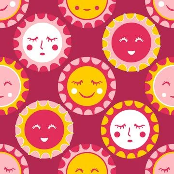 Sun summer seamless vector pattern Stock Illustration