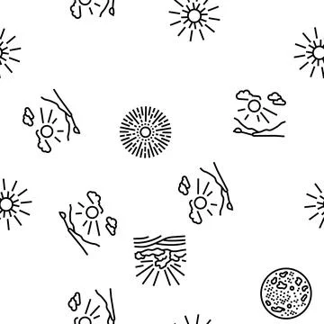Sun summer sunlight light vector seamless pattern Illustrazione stock