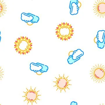 Sun summer sunlight light vector seamless pattern Stock Illustration