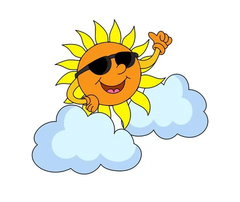 Sun with sun glasses and Cloud , Hot Concept Logo Vector Illustration Stock Illustration