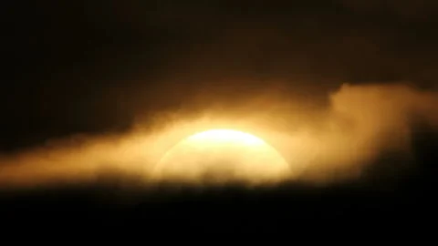 Sun sunk in dark fog Stock Footage 111765290