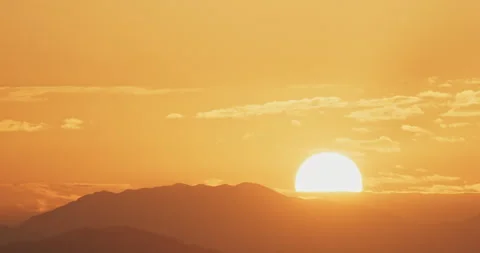 Sun Sunrise Above Mountains Time-lapse. Amazing Bold Golden Sunrise Gradient Sky Stock Footage 280864073