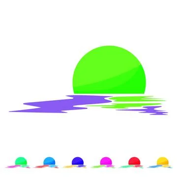 Sun sunset cartoon vector graphic Stock Illustration