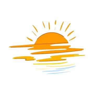 Sun sunset cartoon vector illustration Stock Illustration