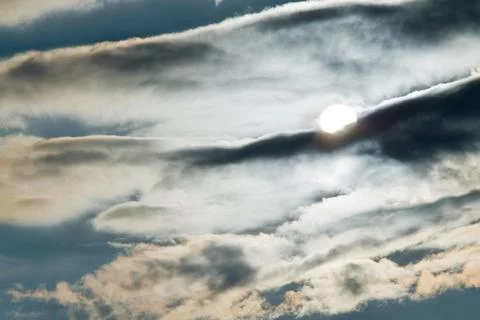 Sun at sunset cloudscape Stock Photos