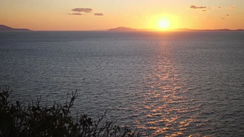 Sun at sunset over the sea Video stock 220501528
