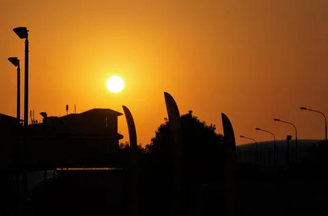 Sun at sunset Stock Photos