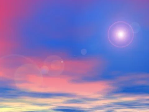 Sun in the sunset sky background - 3D render Stock Illustration