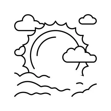 Sun sunset summer sunlight line icon vector illustration Illustrazione stock