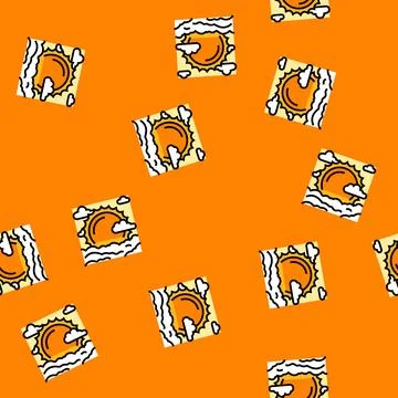 Sun sunset summer sunlight vector seamless pattern Stock Illustration