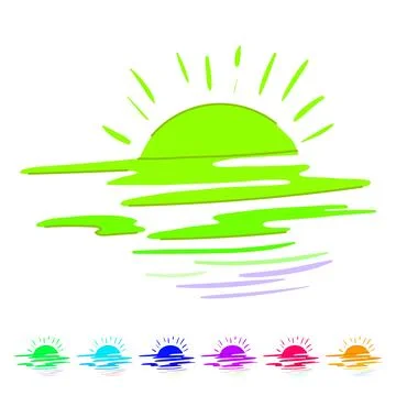 Sun sunset vector cartoon graphic Stock Illustration