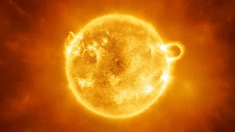 Sun surface close up through the telescope. Looping animation. Visible sun Stock Footage 123762579