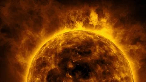 Sun surface with heat solar waves and flames Stock Photos