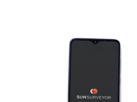 Sun Surveyor app launch screen on smartphone on white background Stock Photos